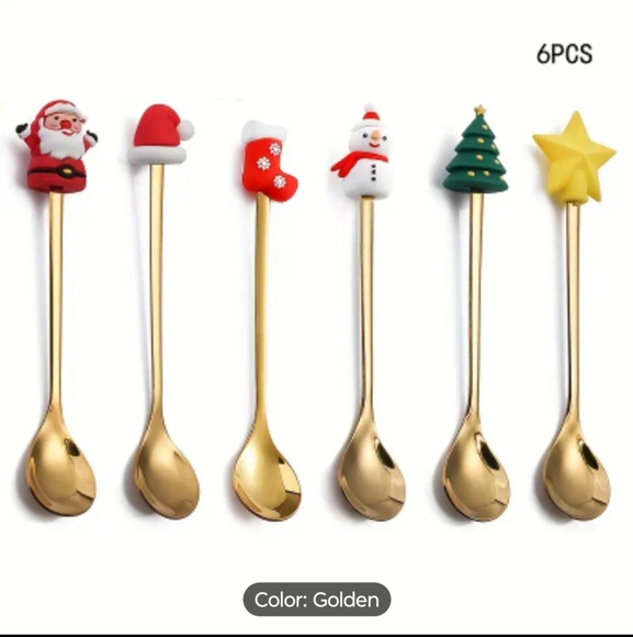 Festive Gold Stirring Spoons Set - Picture 1 of 1